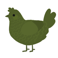 A olive chicken with a lace pattern