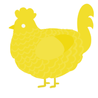 A yellow chicken with a lace pattern