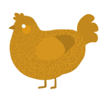 A ochre chicken with a double-lace pattern
