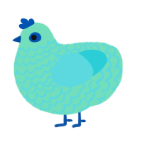 A mint and aqua chicken with a lace pattern