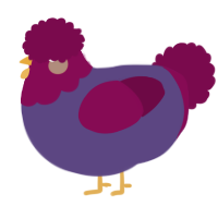 A overcast and wine chicken with a head pattern