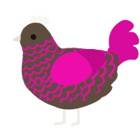 A bark and fuchsia chicken with a lace pattern