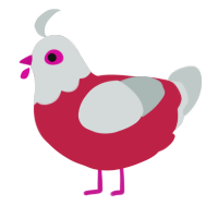 A crimson and silver chicken with a head pattern
