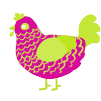 A fuchsia and lime chicken with a lace pattern