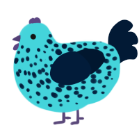 A aqua and tumblr chicken with a speckle pattern