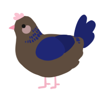 A bark and navy chicken with a neck-band pattern