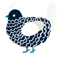 A tumblr and white chicken with a lace pattern