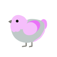 Strawberry Donut, a silver and lavender chicken with a head pattern