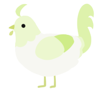 A white and apple chicken with a head pattern