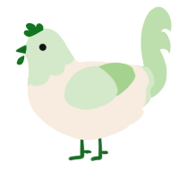 A cream and gluppy chicken with a head pattern