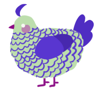 A gluppy and indigo chicken with a lace pattern