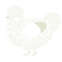 A white chicken with a speckle pattern