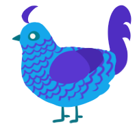 A sky and indigo chicken with a lace pattern
