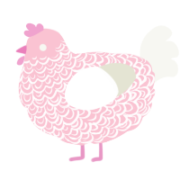 A rose and white chicken with a double-lace pattern