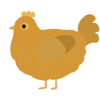 A orange and gold chicken with a double-lace pattern