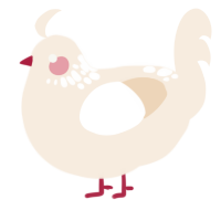 A cream chicken with a neck-speckle pattern