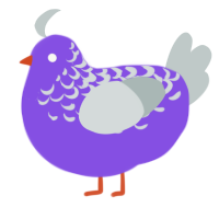 A blurple and silver chicken with a half-lace pattern