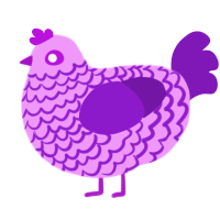 Poink, a lavender and violet chicken with a lace pattern