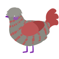 A ash and red chicken with a bar pattern