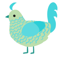 A gluppy and aqua chicken with a lace pattern