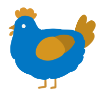 A sapphire and ochre chicken