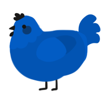 A ultramarine chicken with a head pattern