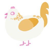 A white and honey chicken with a neck-speckle pattern