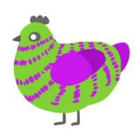 Zim, a grass and amethyst chicken with a bar pattern