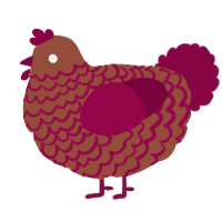 A russet and maroon chicken with a lace pattern