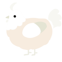 A cream and white chicken with a head pattern