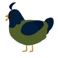 A olive and tumblr chicken with a head pattern