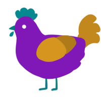 A violet and ochre chicken