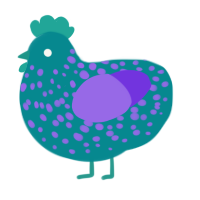 (unnamed), a teal and blurple chicken with a speckle pattern