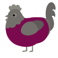 A wine and grey chicken with a head pattern