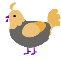 A grey and honey chicken with a head pattern