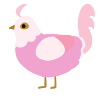 A pink and rose chicken with a head pattern