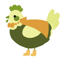 A olive and lemon chicken with a head pattern