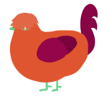 (unnamed), a vermilion and maroon chicken