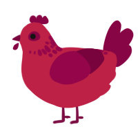 A crimson and maroon chicken with a neck-speckle pattern