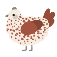 A cream and russet chicken with a speckle pattern