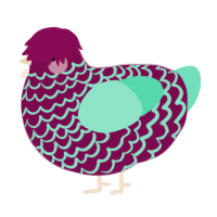 A wine and mint chicken with a lace pattern