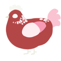 A red and rose chicken with a neck-speckle pattern