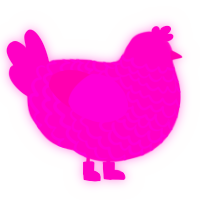 A fuchsia chicken with a lace pattern