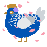 A ultramarine and mist chicken with a half-lace pattern
