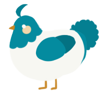 A white and sea chicken with a head pattern