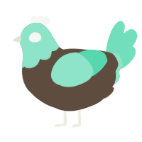 A bark and mint chicken with a head pattern