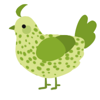 A lemon and chartreuse chicken with a speckle pattern