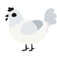 A white and mist chicken with a head pattern