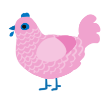 A pink chicken with a lace pattern