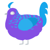 A blurple and sky chicken with a half-lace pattern